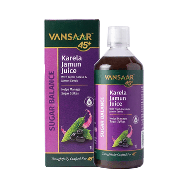 Vansaar 45+ Karela & Jamun Juice | Blood Sugar Level Management | Suitable for Diabetes & Prediabetes Care