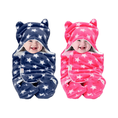 Oyo Baby Blanket Wrapper Sleeping Bag Star Dark Blue & Star Pink