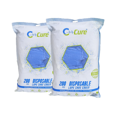 C Cure Disposable Plastic LDPE Shoe Cover With Zipper Pack (200 Each) Blue