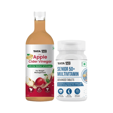 Combo Pack of Tata 1mg Senior 50+ Multivitamin Advanced Capsules (60) & Organic Apple Cider Vinegar (500ml)