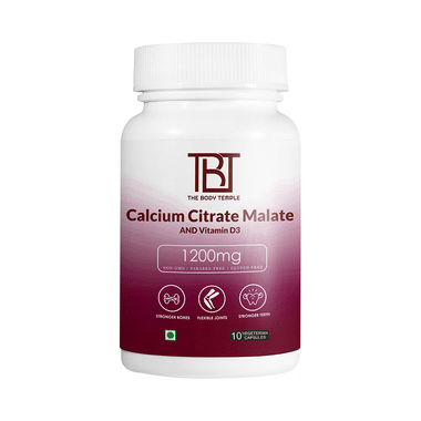 The Body Temple Calcium Citrate Malate And Vitamin D3 | Veg Capsule 1200mg For Bones, Joints & Teeth