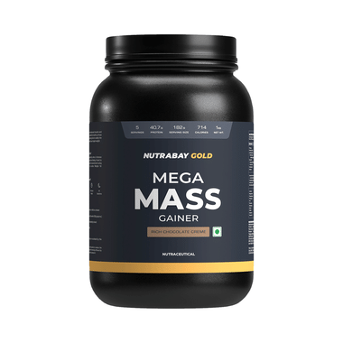 Nutrabay Gold Mega Mass Gainer Powder Rich Chocolate Creme