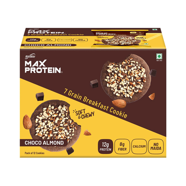 RiteBite Choco Almond Max Protein Cookie  With 12g Protein And 8g Fiber, (60gm Each)