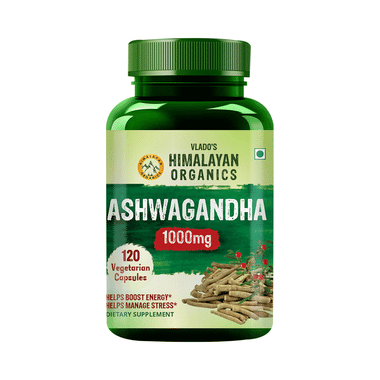 Vlado's Himalayan Organics 1000Mg Ashwagandha Capsule | Withania Somnifera | For Energy & Stress Management