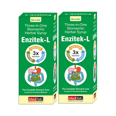 Meditek Enzitek-L Syrup  For Indigestion, Acidity & Gas (200ml Each)
