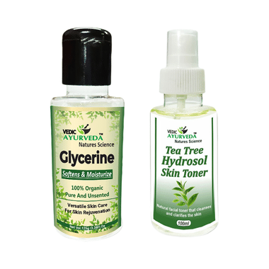 Vedic Ayurveda Glycerine (125g) & Tea Tree Hydrosol Skin Toner (100ml)