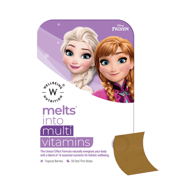 Wellbeing Nutrition Disney Frozen Melts Multi Vitamins | Oral Thin Strip for Brain, Immunity & Growth | Flavour Tropical Berry