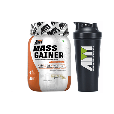 Advance MuscleMass High Protein Mass Gainer Powder Vanilla Cream With Shaker 700ml