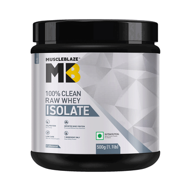 MuscleBlaze Raw Whey Protein Isolate | With Digestive Enzymes & BCAAs | For Muscle Gain | Unflavoured