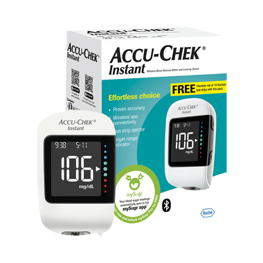 Accu-Chek Instant Glucometer Combo Pack with Free 10 Test Strips | mySugr App | Wireless | Blood Glucose Monitors | Diabetes Monitoring Devices