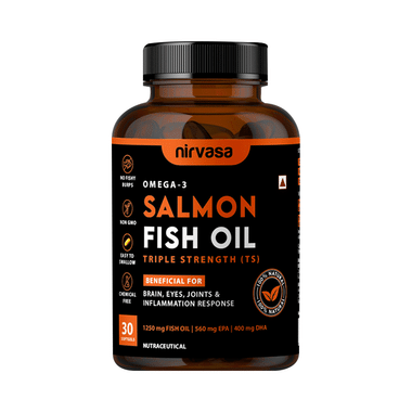 Nirvasa Omega-3 Salmon Fish Oil  Triple Strength (TS) Softgels