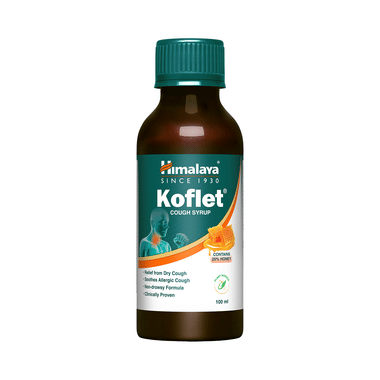 Koflet Cough Syrup For Cough & Throat Relief With 25% Honey | Herbal |Non Drowsy