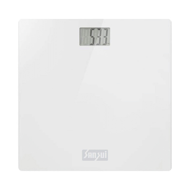 Sansui Digital Personal Human Body Weighing Scale, Bathroom Weight Machine With Large LCD Display (150kg) White