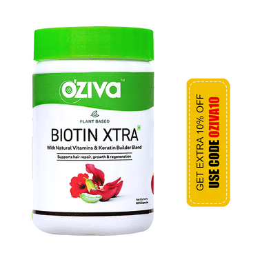 Oziva Plant Based Biotin Xtra with Natural Vitamin & Keratin Builder Blend Capsule | For Hair Repair, Growth & Regeneration