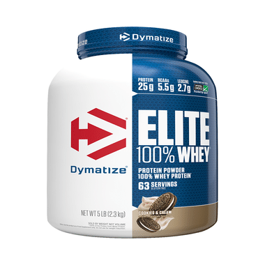 Dymatize Nutrition Elite 100% Whey Protein | With BCAAs & Leucine | For Muscle Recovery | Powder Cookies And Cream