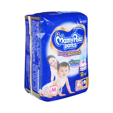 MamyPoko Extra Absorb Diaper Pants | For Up To 12 Hours Absorption | Size Medium