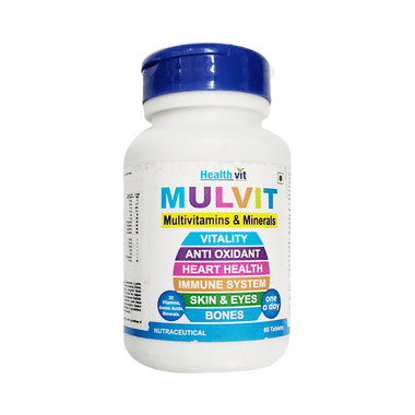 HealthVit Mulvit Multivitamins, Minerals & Antioxidants | For Skin, Eyes, Bones, Heart & Immunity | Tablet