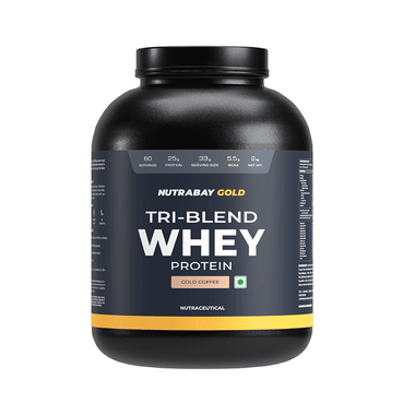 Nutrabay Gold Tri-Blend Whey Protein For Muscle Recovery & Immunity | No Added Sugar | Flavour Powder Cold Coffee