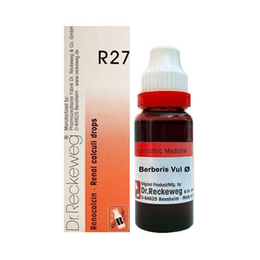 Combo Pack Of Dr. Reckeweg Berberis Vul Mother Tincture Q (20ml) & Dr. Reckeweg R27 Renal Calculi Drop (22ml)