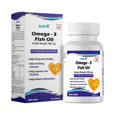 HealthVit Omega-3 Fish Oil 1000mg Double Strength 160mg EPA 120mg Softgel