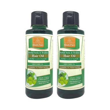 Khadi Pure Herbal Amla & Brahmi Paraben Free Hair Oil (210ml Each)