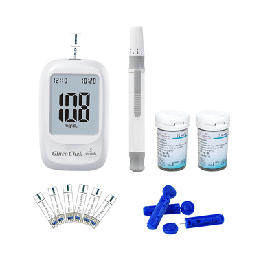 Aspen Gluco Chek Blood Glucose Glucometer Kit With 25 + 25 Strips, 10 Lancets And A Lancing Device Free