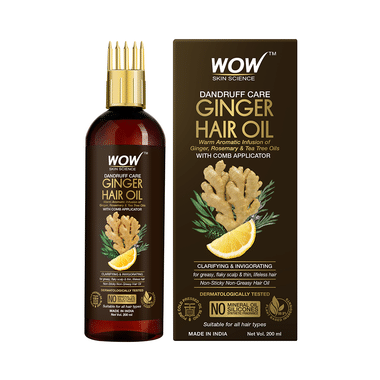 WOW Skin Science Dandruff Care Ginger Hair Oil with Comb Applicator