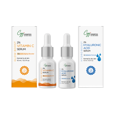 CGG Cosmetics Combo Pack of 2% Vitamin C Serum (10ml) & 2% Hyaluronic Acid Serum (10ml)
