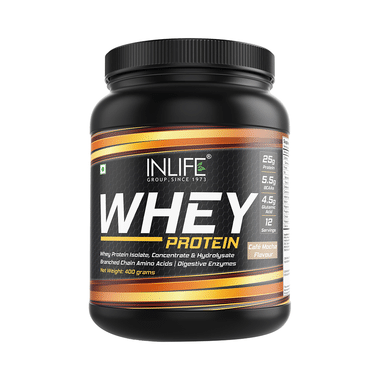 Inlife Whey Protein Powder | With Digestive Enzymes For Muscle Growth | Flavour Cafe Mocha