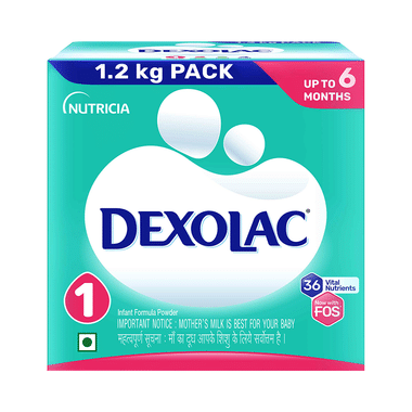 Dexolac Infant Formula Milk Powder For Babies Stage 1 Upto 6 Months With FOS And 36 Vital Nutrients