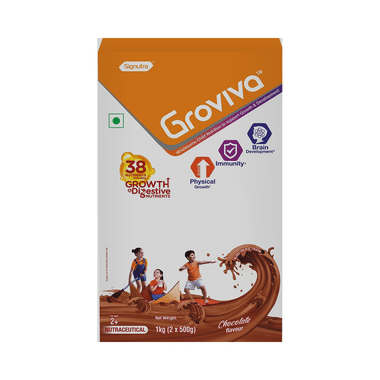 Groviva Child Nutrition For Physical Growth, Brain Development & Immunity | Flavour Chocolate Powder