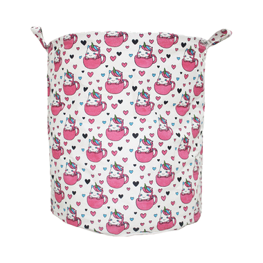 Polka Tots Canvas Cotton Laundry Foldable Storage Bag Unicorn - Pink