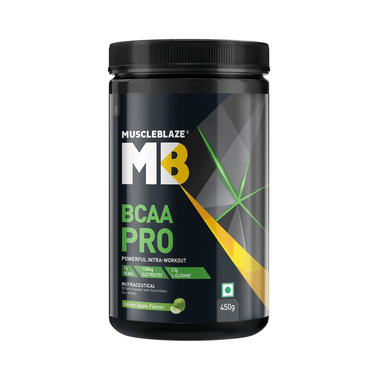 MuscleBlaze Green Apple | BCAA Pro Powerful Intra-Workout | With Electrolytes | For Energy, Faster Recovery & Hydration