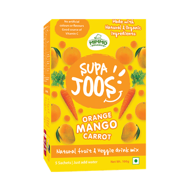 Mimmo Organics Supa Joos Natural Fruit & Veggie Drink Mix 24 Months Plus (100gm Each) Orange, Mango, Carrot