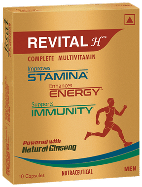 Revital H Men Multivitamin with Calcium, Zinc & Ginseng for Immunity, Strong Bones & Energy