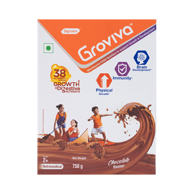Groviva Child Nutrition For Physical Growth, Brain Development & Immunity | Flavour Chocolate Powder