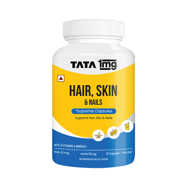 Tata 1mg Hair, Skin & Nails Supreme Capsule with Collagen, Zinc, Iron and Vitamin B