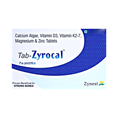 Zyrocal Algae Calcium Vitamin D3 Vitamin K2 Magnesium Zinc ,Plant Based Calcium Supplement,Bone Health Supplement Tablet