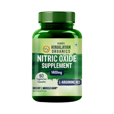 Vlado's Himalayan Organics Nitric Oxide 1400mg Vegetarian Capsule | Energy and Muscle Gain