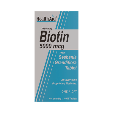 HealthAid Biotin 5000 mcg Tablet | Vitamin B7 for Hair, Skin & Nail Health HealthAid Biotin 5000 mcg Tablet | Vitamin B7 for Hair, Skin & Nail Health