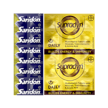 Bayer Combo Pack of Supradyn Daily Multivitamin 15 Tablet & Saridon 10 Tablet