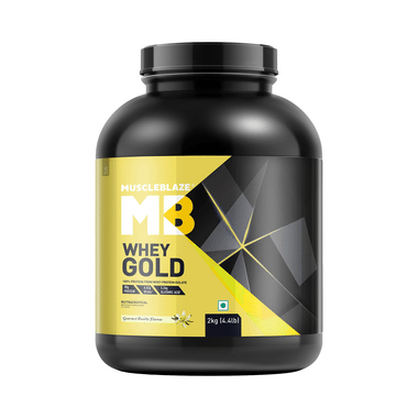 MuscleBlaze Whey Gold 100% Whey Protein Isolate | With Digestive Enzymes | Powder For Muscle Synthesis | Flavour Powder Gourmet Vanilla