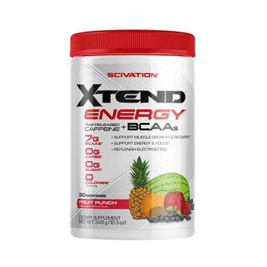 Scivation Xtend Energy Time-Released Caffeine+ BCAAs Powder Fruit Punch