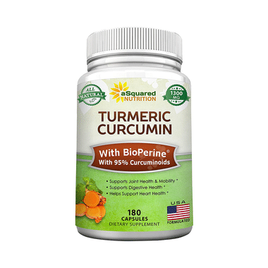 Asquared Nutrition Turmeric Curcumin 1300mg Capsule