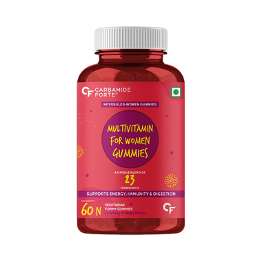 Carbamide Forte Multivitamins For Women | Veg Gummies For Energy, Immunity & Digestion | Flavour Strawberry & Mango