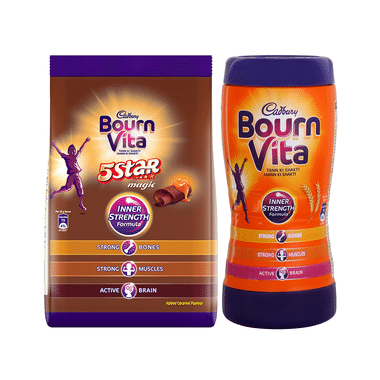 Cadbury Bournvita Combo Pack of 5 Star Magic Pro Drink Chocolate 750gm & Pro Drink Chocolate 200gm