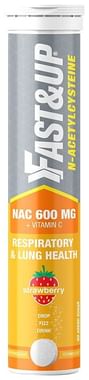 Fast&Up N-Acetylcysteine NAC 600mg + Vitamin C, Respiratory & Lung Health Effervescent Tablet Strawberry