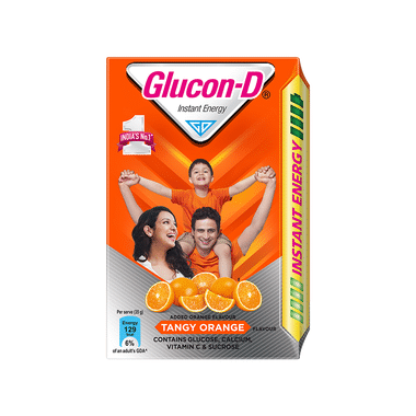 Glucon-D With Glucose, Calcium, Vitamin C & Sucrose | Flavour Tangy Orange
