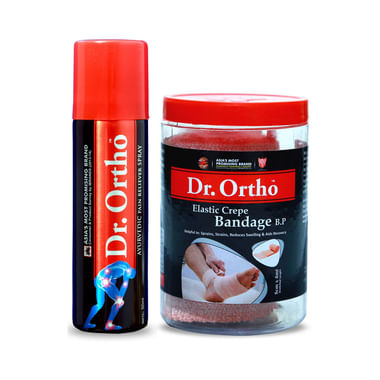 Dr Ortho Combo Pack Of Crepe Bandage (8X4) & Pain Relief Spray 50ml