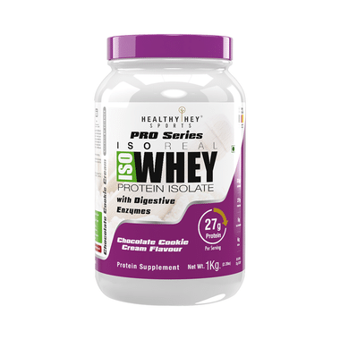 HealthyHey Sports ISO Whey Protein Isolate with Digestive Enzymes & Prebiotics Chocolate Cookie Cream